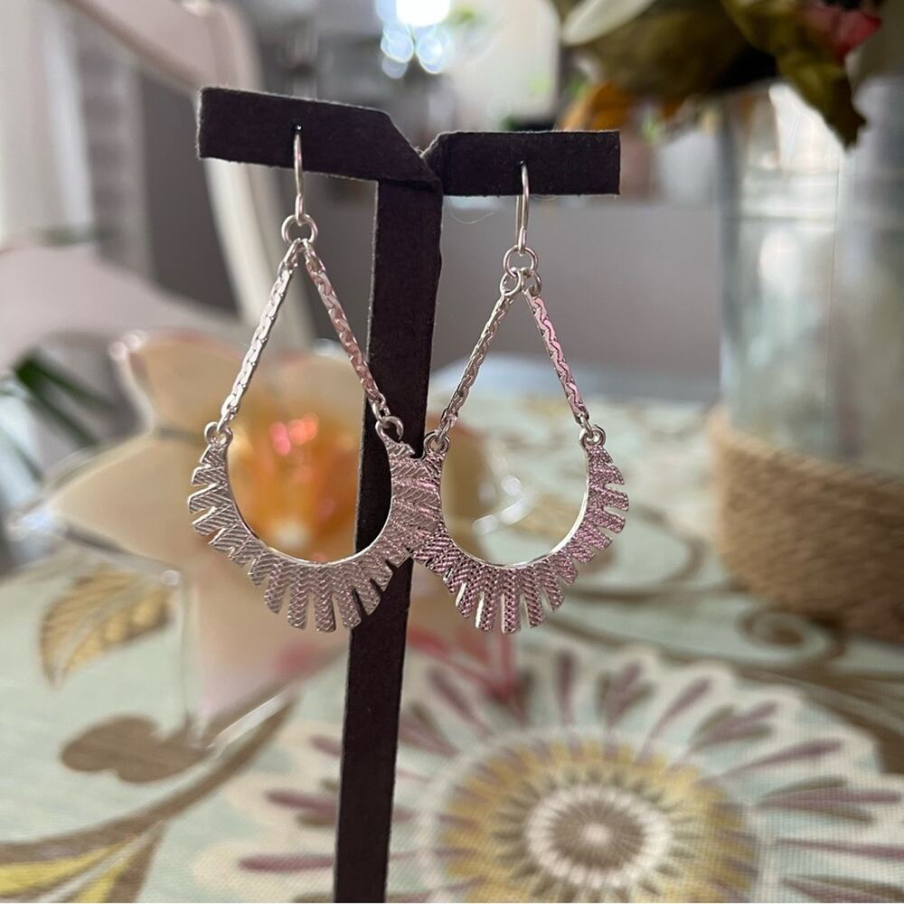 Silver Tone Dangle Earrings - Picture 5 of 8